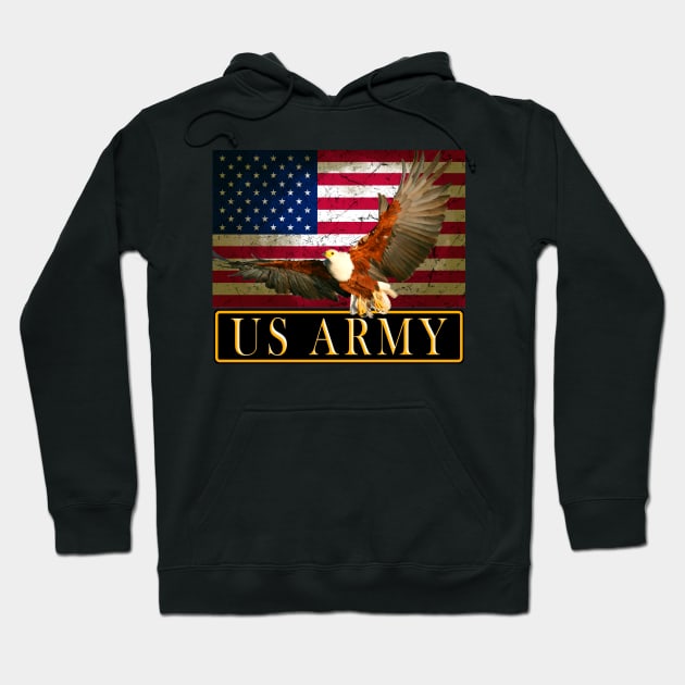 US ARMY FLAG and GOLDEN EAGLE Hoodie by TWOintoA